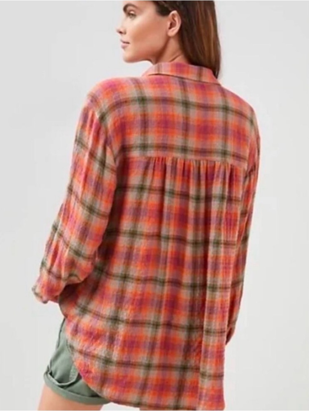 Anthropologie PILCRO Button-Up Shirt Autumn Color Plaid Oversized Size X
Small